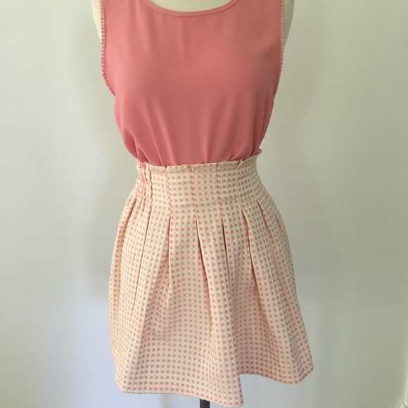 Almost Pink Swiss Dot Mini Skirt - Picture 4 of 5